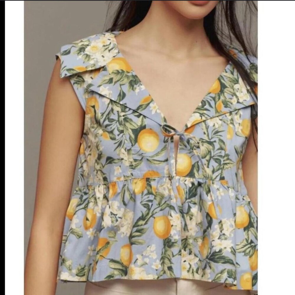 Anthropologie Maeve Babydoll Blouse - Lemons
